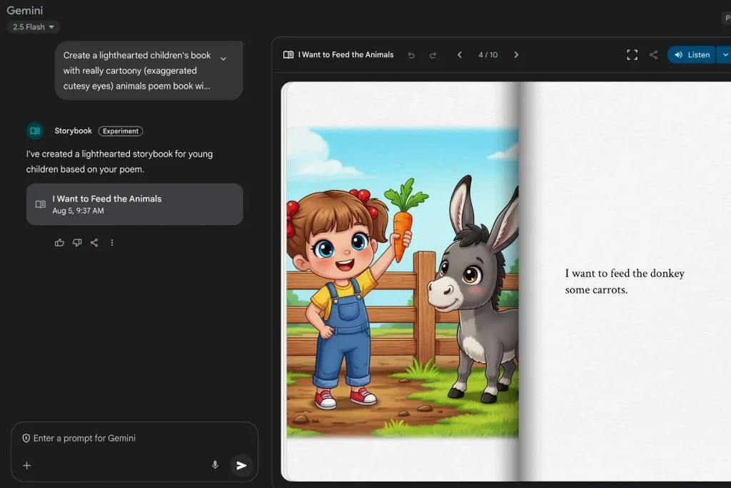 Gemini tạo sách truyện tranh Storybook
