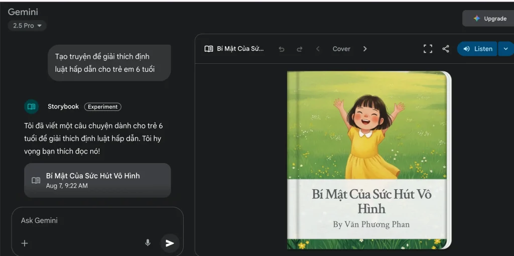 Gemini tạo sách truyện tranh Storybook